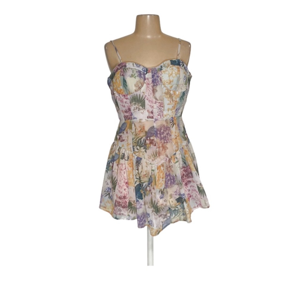 NWT CIDER Multi Colored Corset Style Dress Size L
